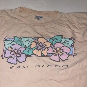 Vtg San Diego half shirt Women Sz Fits All L M XL Beach Club Tag Single Stitch